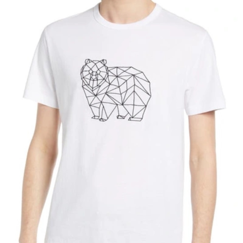 French Connection Grizzly Bear Grid Graphic Tee In White/ Black GRIZZLY BEAR GRI